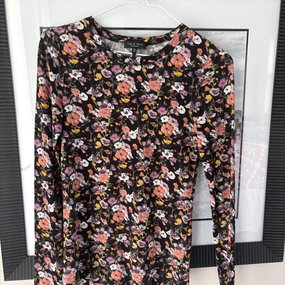 RAG & BONE Sabeen Long Sleeve Top in Black Multi XS